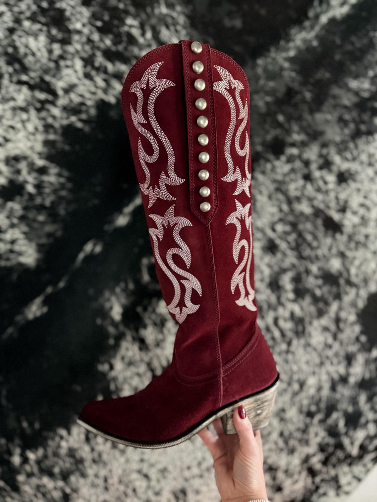 Liberty Black Fancy Don't Let Me Down Boots (Wine)