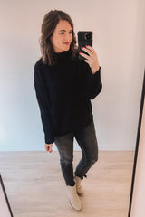 Full Heart Cable Knit Sweater (Black)