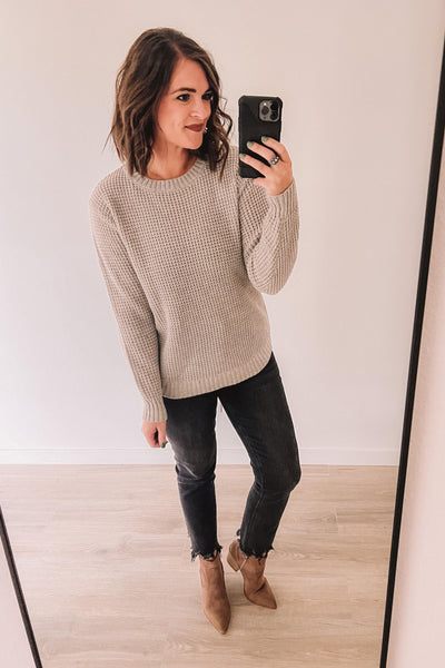 Brunch For Two Waffle Sweater (Heather Mocha)