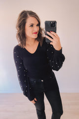 Holiday Hostess Pearl Bodysuit (Black)