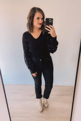Holiday Hostess Pearl Bodysuit (Black)