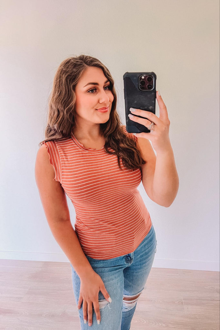 (SALE) It Girl Stripe Tank (Sunstone)