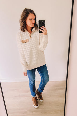 (SALE) Kaley's Favorite Quilted Pullover (Ivory)