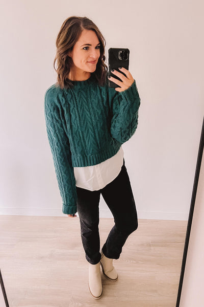 (SALE) Layer Up Sweater (Emerald)