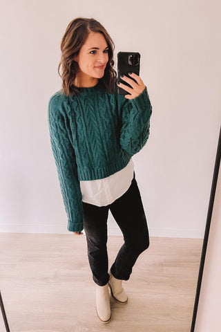 (SALE) Layer Up Sweater (Emerald)