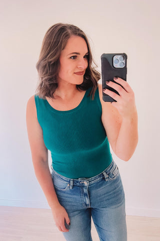 (SALE) Ready For Anything Ribbed Bodysuit (Teal)