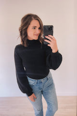 Ribbed Knit Cozy Bodysuit (Black)