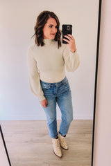 Ribbed Knit Cozy Bodysuit (Cream)