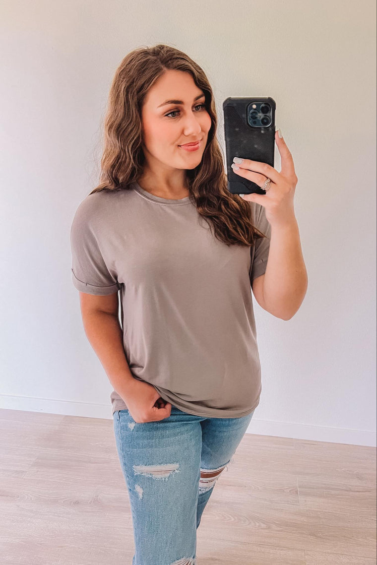 Savoring Simplicity Tee (Taupe Grey)