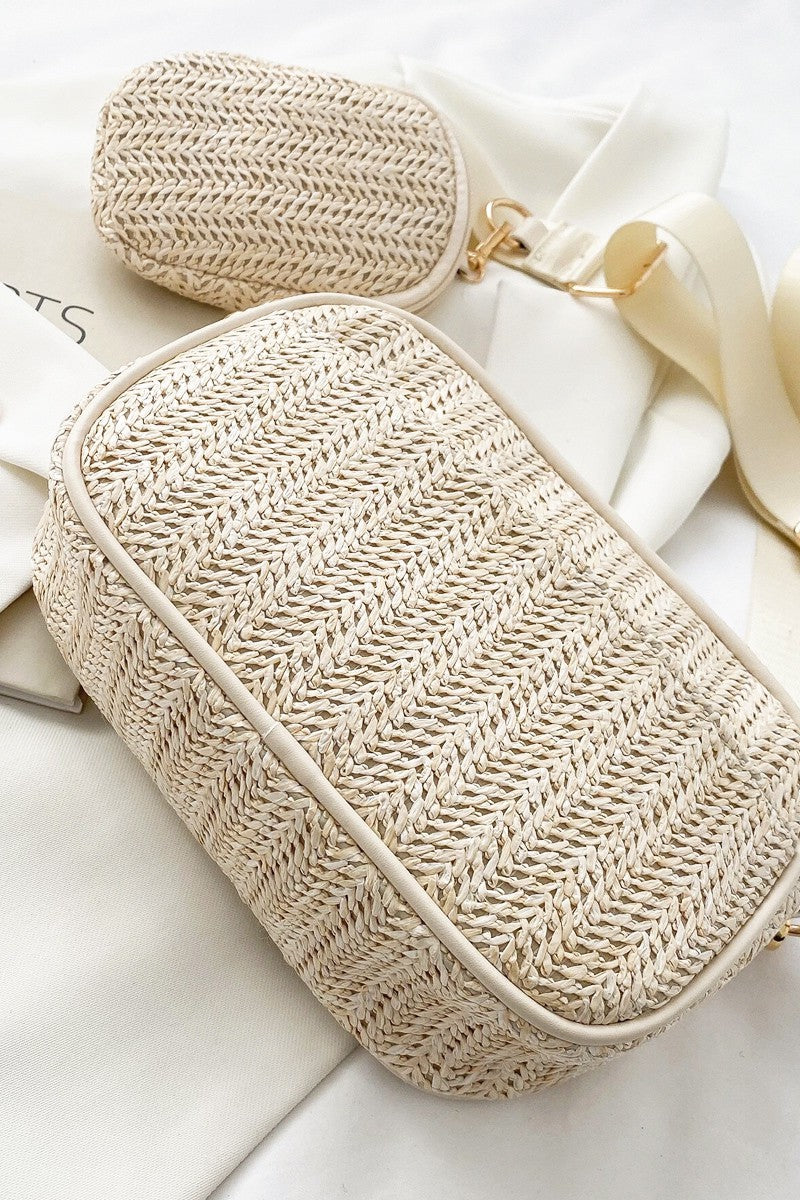 Set Of Two Crossbody Straw Bags
