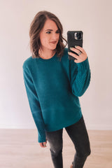 Brunch For Two Waffle Sweater (Teal)