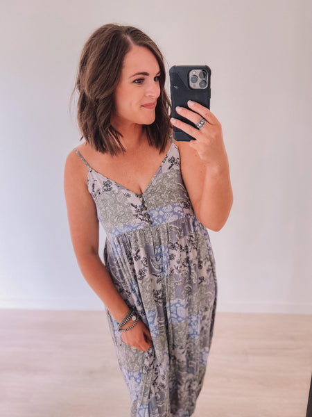 Vacation Paisley Jumpsuit (Blue)