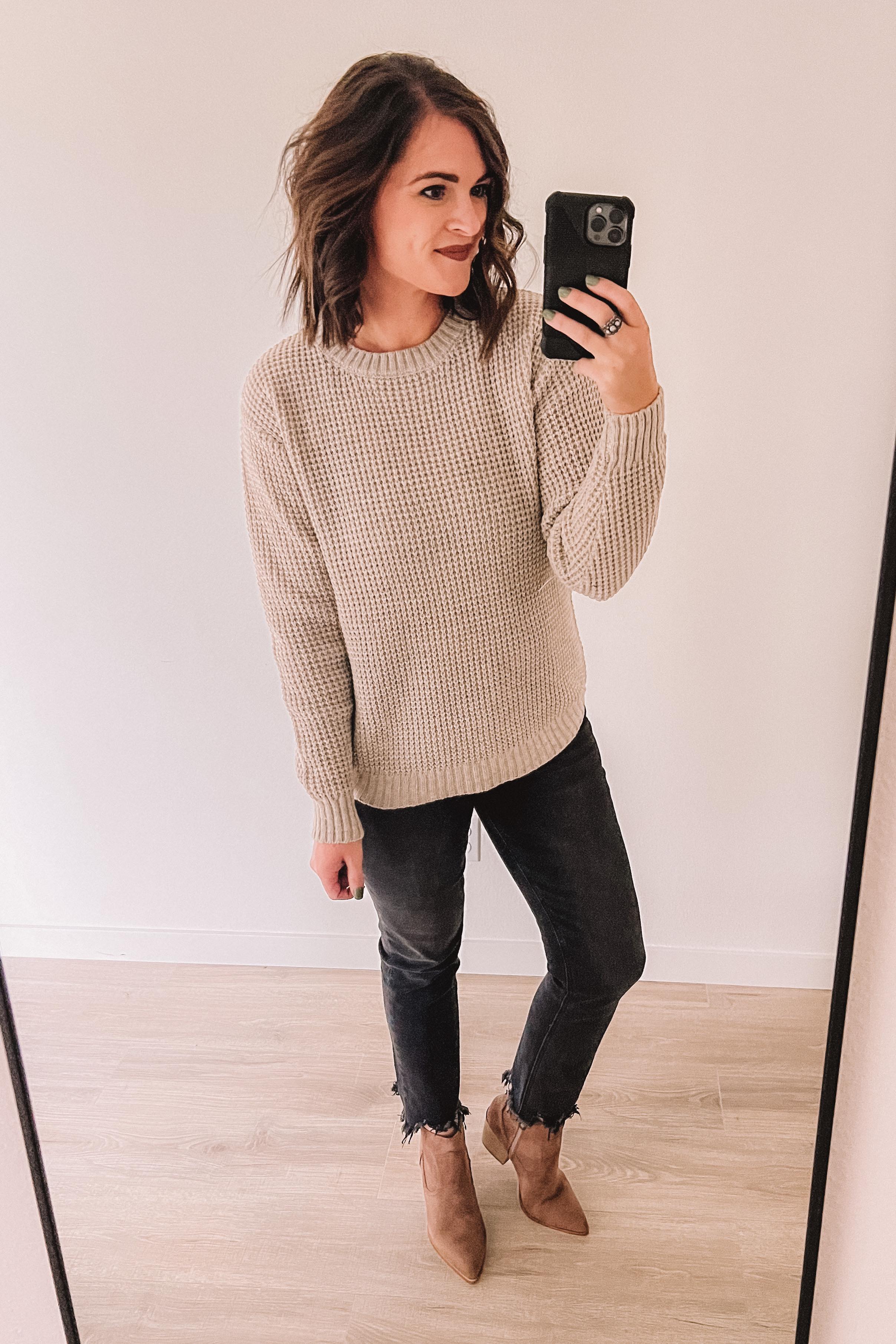 Brunch For Two Waffle Sweater (Heather Beige)