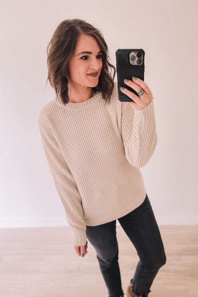 Brunch For Two Waffle Sweater (Sand Beige)