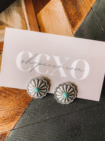 Concho Stud Earrings (Turquoise)