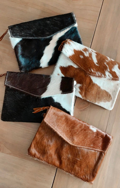 Cowhide Foldover Clutch