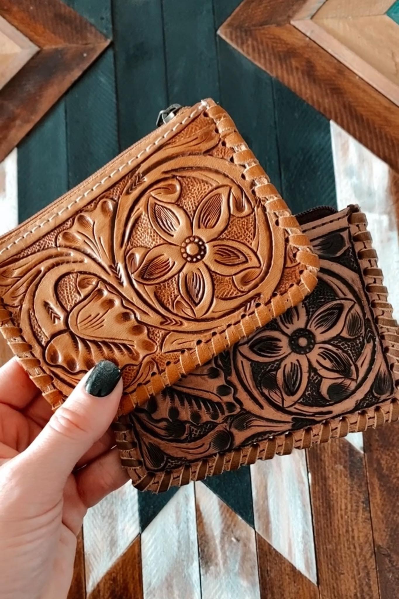 Tooled Leather Coin Pouch