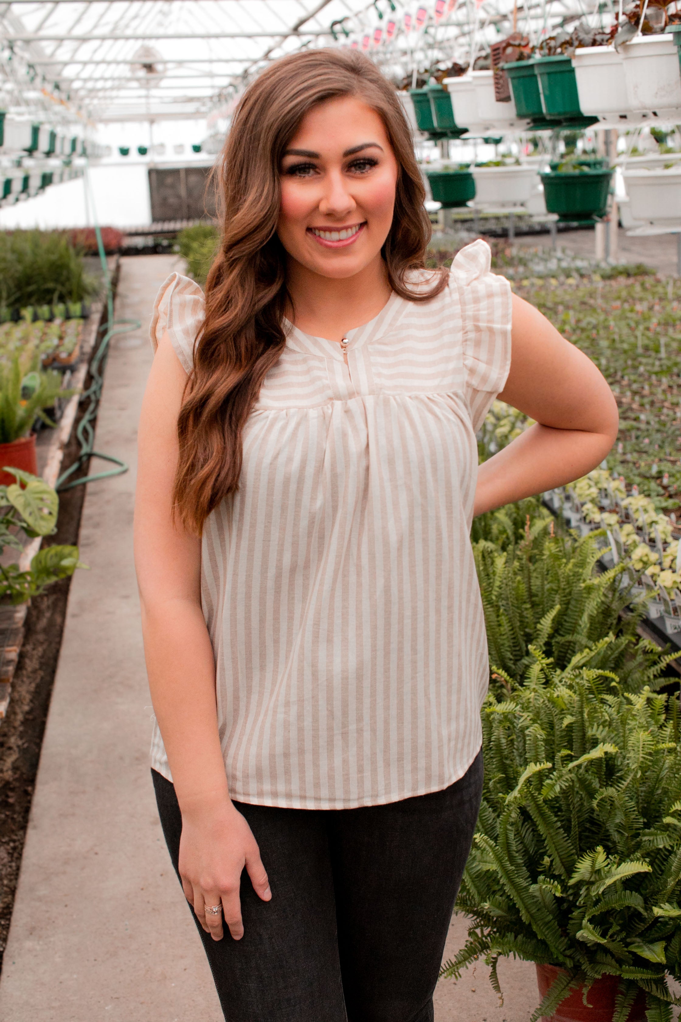(SALE) Neutral Pinstripe Flutter