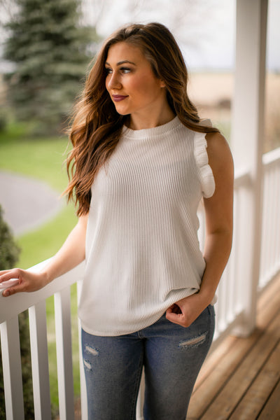 Ribbed Knit Tank (White)