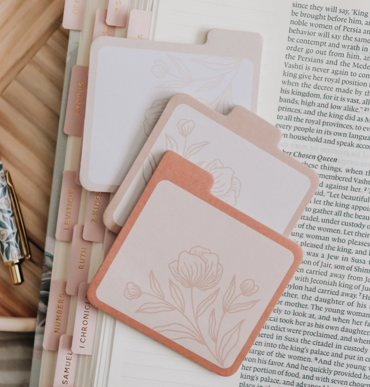 Coral Floral Sticky Notes