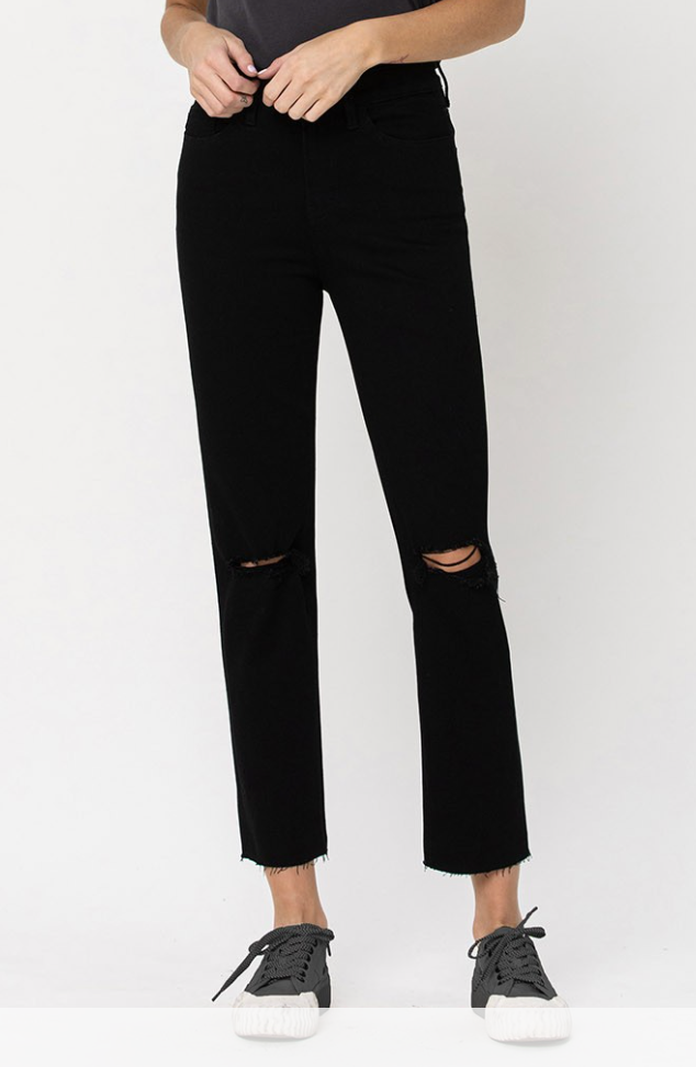 VERVET By Flying Monkey High Rise Distressed Black Straights (Hannah)