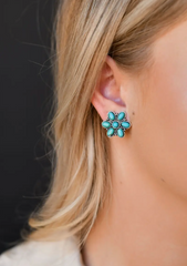Turquoise Flower Stud Earrings