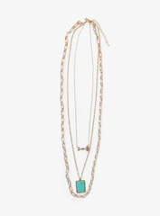 Layered Gold Chain Necklace With Turquoise & Arrow Charm