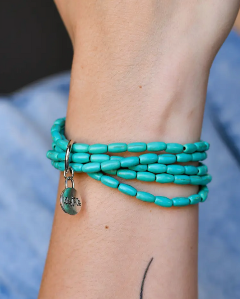Five Strand Green Turquoise Beaded Bracelet