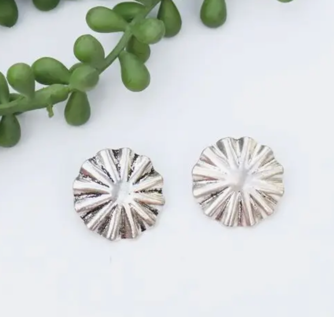 Burnished Silver Burst Concho Earrings