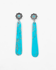 Turquoise Slab Flower Post Earrings