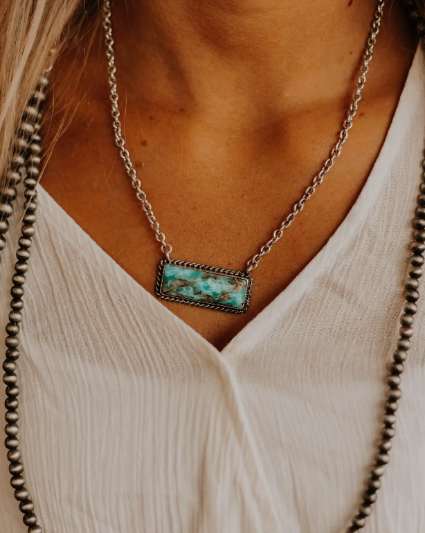 Marbled Turquoise Bar Necklace