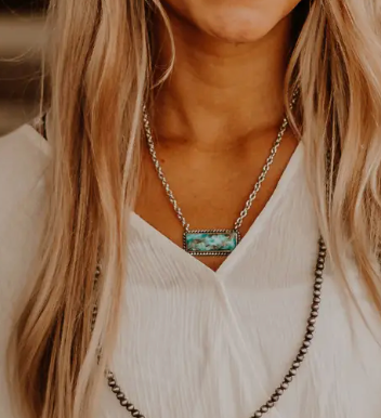 Marbled Turquoise Bar Necklace