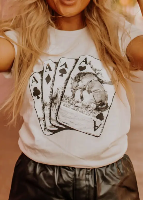 Western Aces Graphic Tee (Vintage White)