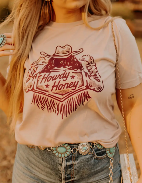 Howdy Honey Graphic Tee (Pebble Mauve)
