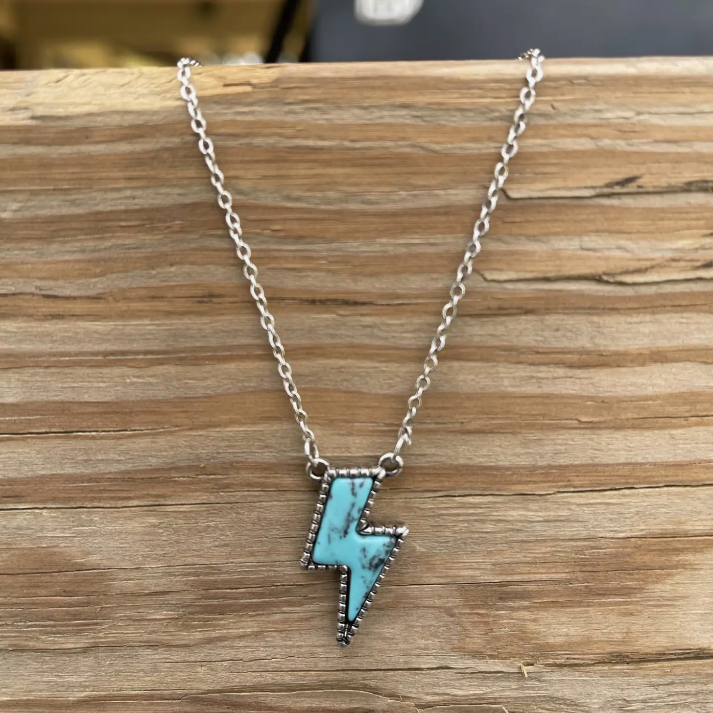 Mini Lightning Bolt Turquoise Necklace