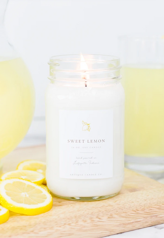 Sweet Lemon 16oz Mason Jar Candle