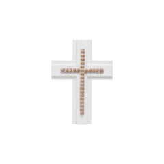 White Wood & Bead Cross