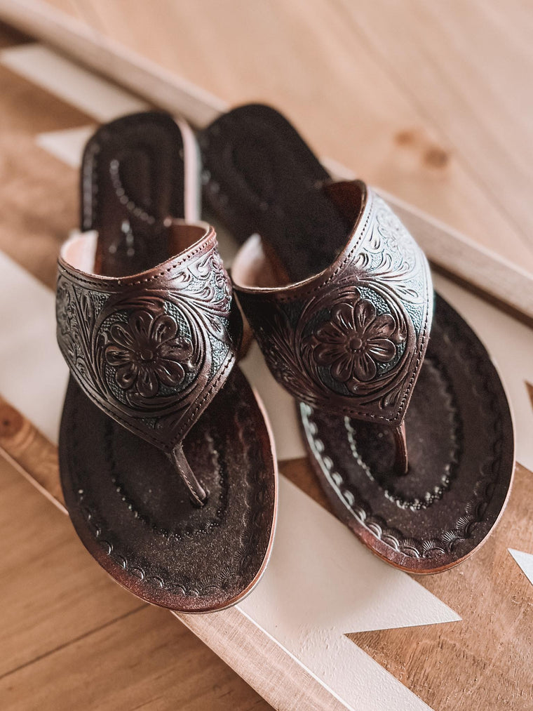 Tooled Leather Mojave Sandals