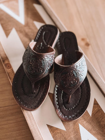 Tooled Leather Mojave Sandals