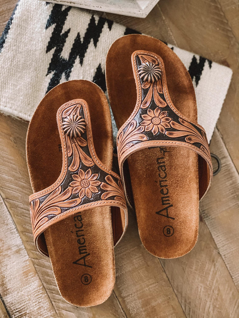 Tooled Leather Sandals